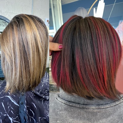 Before and after of a scarlet melt from Becky Betts