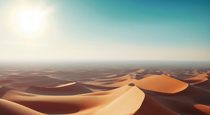“I was inspired by the incandescent power of the sun on the glowing sand,” shares Hamid Merati-Kashani.