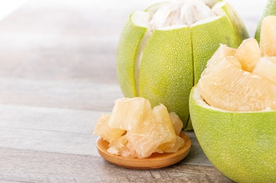 The pomelo is the fundamental ancestor of the grapefruit. It is a natural non-hybrid primarily growing in Southeast Asia.