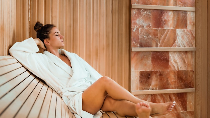Woman in Salt Cave or Salt Room.