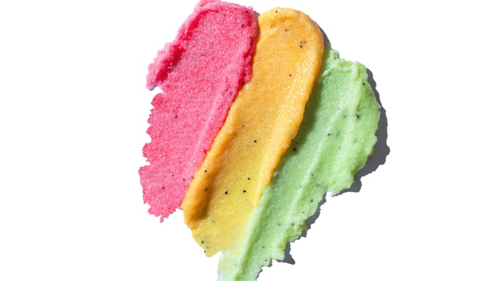 Scrub brush isolated on white background. Peeling of the skin of the private parts and body.