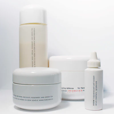 Our origin story begins with two medical doctors, the leading dermatologist in Switzerland (my father, who played a pioneering role in the use of lasers in dermatology) and a Harvard fellow (my mother, a leading researcher in the field of antioxidants and iron chelation). Pictured are pre-launch Alchimie Forever product concepts.