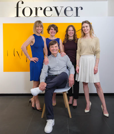 Author Polla, standing second from right, pictured with her sisters, as well as her father Luigi L. Polla, MD (seated).