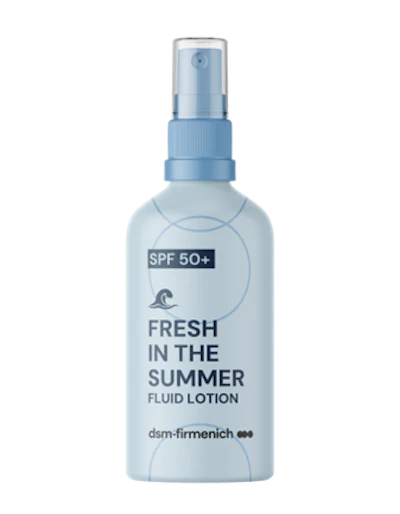 DSM-Firmenich’s Fresh Sun Lotion Cooling Effect Fluid Lotion 50+ featured cooling via a combination of its Seaside Oxygen Infusion fragrance and FreezeBlast technology.