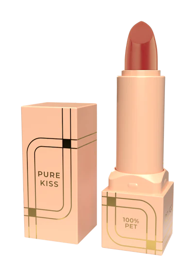 Albéa Cosmetics & Fragrance’s Pure Kiss lipstick pack cuts the environmental impact of lip products with a monomaterial PET design that is readily recyclable.