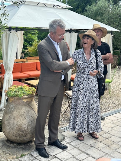 The Mayor of Callian alongside EFEO board member and tour guide Laure Moutet.