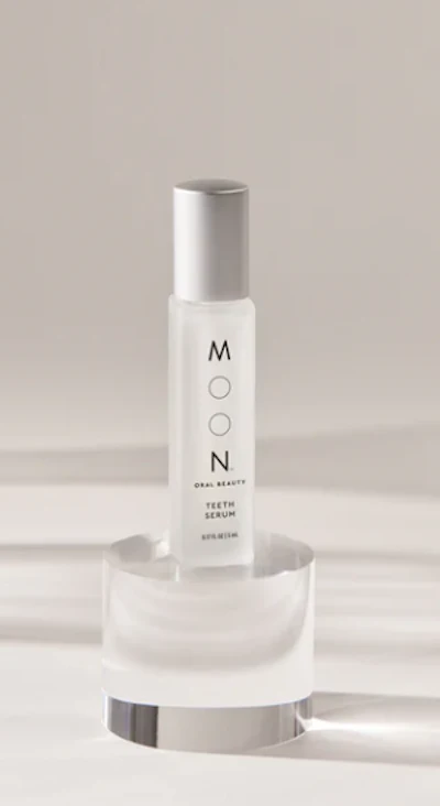 Moon’s Luminous Shine Teeth Serum features hydrating hyaluronic acid, anti-inflammatory and antibacterial aloe vera, and whitening hydrogen and urea peroxides.