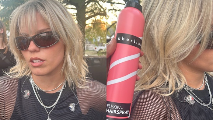 Celebrity hairstylist Marwa Bashir created a textured hairstyle for Reneé Rapp for Bonnaroo Festival 2024 using products from Uberliss.