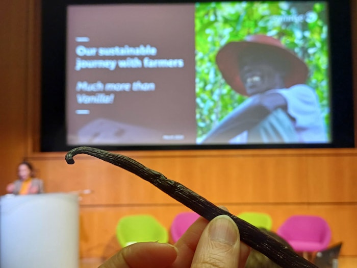 Delegates were able to experience Madascagan vanilla while Symrise UK’s Sustainable Development Manager Mimie Ravaroson explained how Symrise is supporting vanilla farmers in Madagascar’s Sava region.