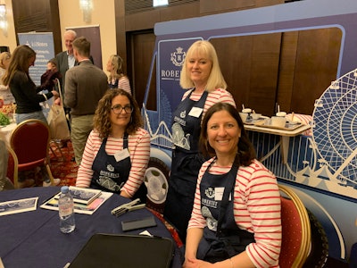 L to R: Jane Evison popped to the Fun Fair formulations from the creative minds at Robertet introduced by Gaëlle Joyaux (Natural Raw Materials Sales manager), Julie Chaix (Area Sales manager) and Celine Louis Ughetto (head of Product Management).