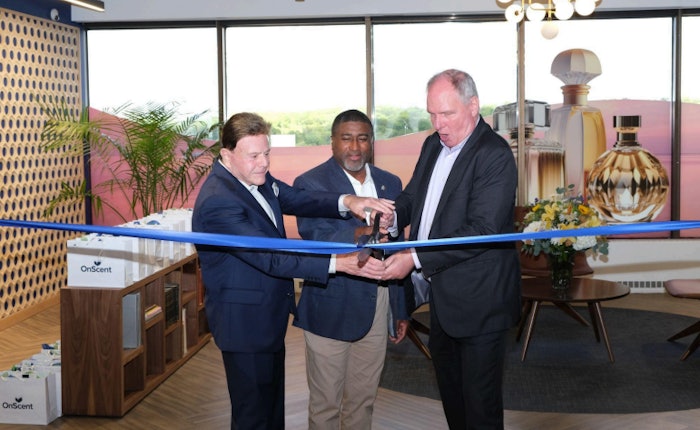 L to R: Jerry Caiazzo (master perfumer, OnScent), Rafael Marte (Bergen County commissioner) and Achim Daub (CEO, OnScent).