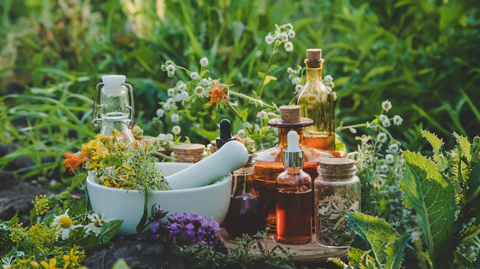 Medicinal herbs and tinctures alternative medicine. Selective focus.