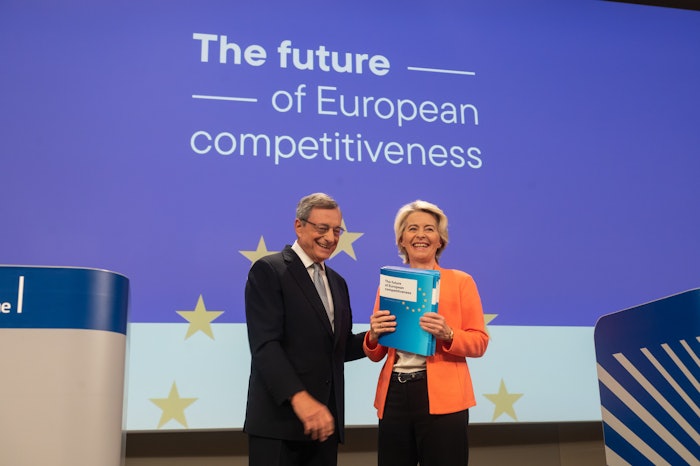 L to R: Former prime minister of Italy, Mario Draghi, and the president of the European Commission, Ursula von Der Leyen, © European Union, 2024.