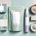 female intimate wellness packaging product, mood board with soothing, pastel color