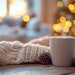 Mug with warm winter background