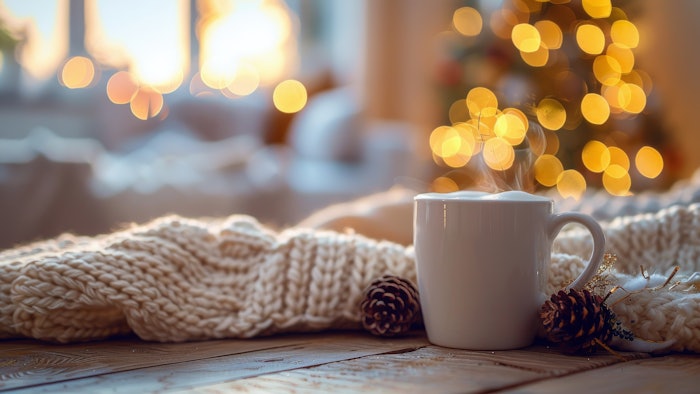 Mug with warm winter background