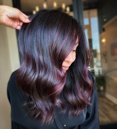 Brunette with cherry cola highlights