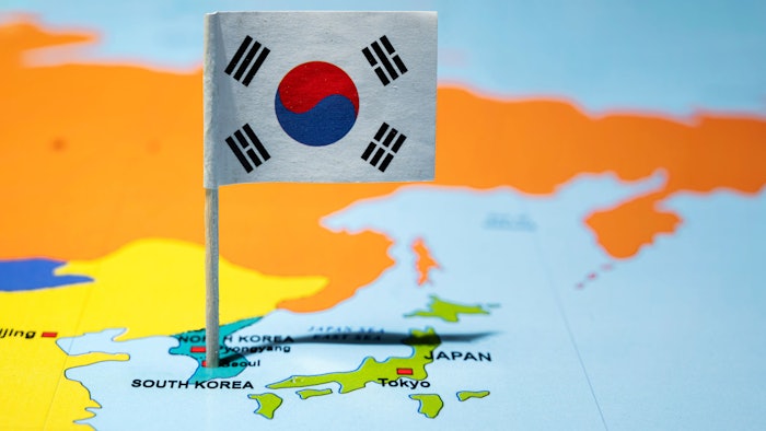 South Korean Flag On Country Map Adobe Stock 968352432