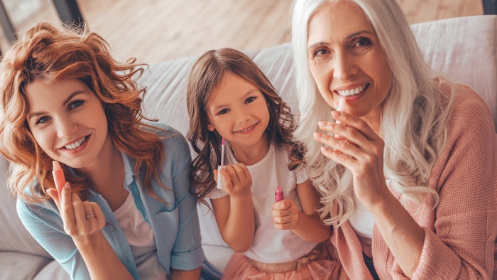 Three Female Generations Using Makeup