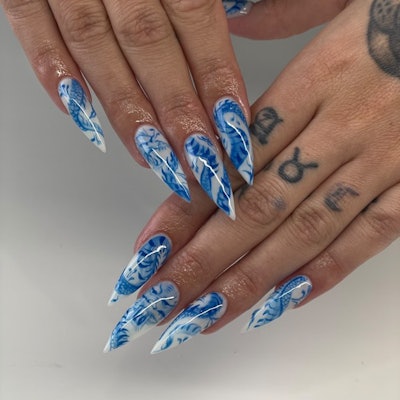 Blue dragon nail art