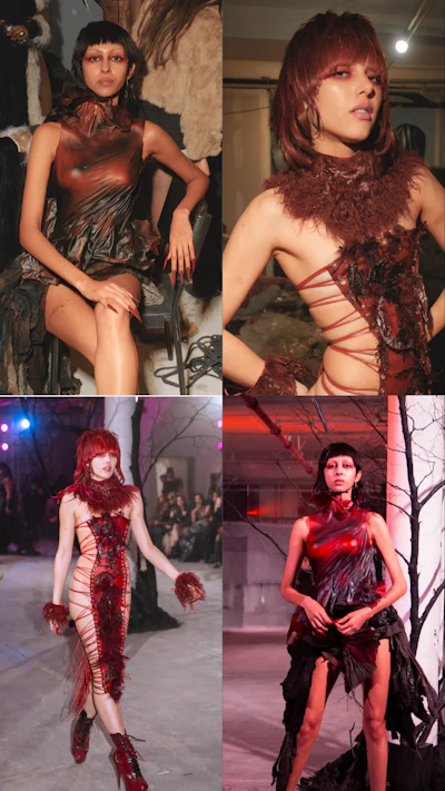 Collage of modern pixie mullet and flat ironed pixie hairstyles sported by models at NYFW
