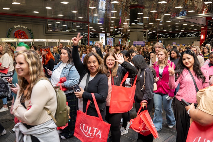 Attendees line up to enter the show floor at America's Beauty Show 2025.