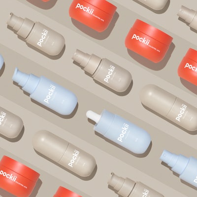 Berlin Packaging Beauty's Pockii collection is characterized by a rounded shape with a domed bottom.