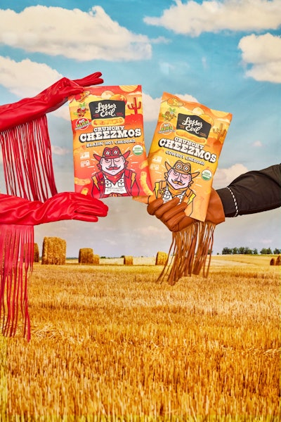Cheezmos, organic cheese puffs, join LesserEvil’s portfolio and are available in Blazin’ Hot Cheddar and Cowboy Cheddar flavors.