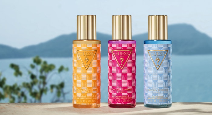 In addition to the skin- and hair-friendly formula, the new mists also feature textured packaging with GUESS’ G-Wave pattern for a tactile experience.