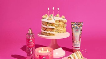 The Birthday Cake fragrance includes notes of layered vanilla cake, creamy frosting and rainbow sprinkles.