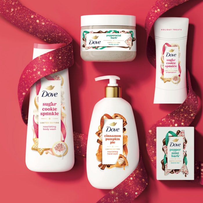Dove Holiday Treats limited-edition collection with six festive fragrances.