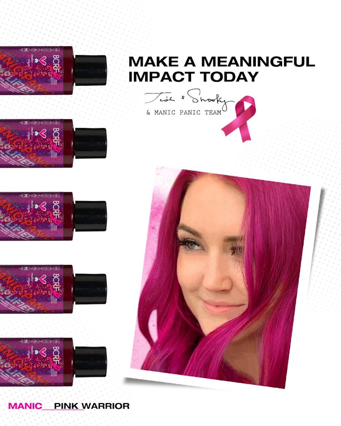 “Manic Panic donates 15% of every Pink Warrior sale year-round,” says Manic Panic co-founder Tish Bellomo.