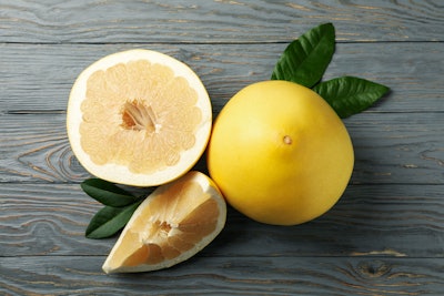 Pomeloes are the ancient ancestor of many modern hybrid citrus fruits and have the closest relationship to grapefruit.