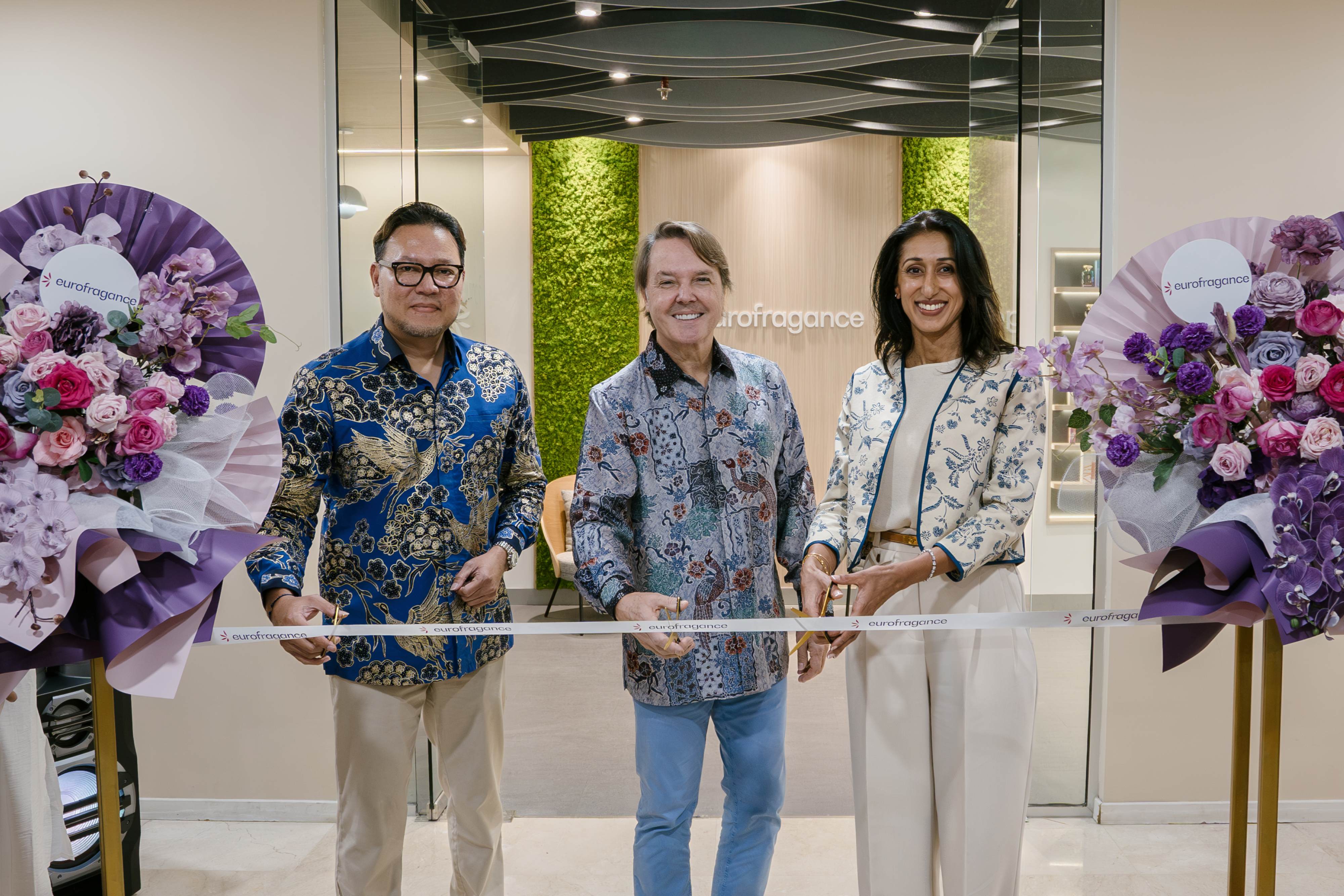 (Left to right) Edy Chandra, country manager for Eurofragance Indonesia, Santiago Sabatés, chairman and Balwinder Rolley, APAC general manager.
