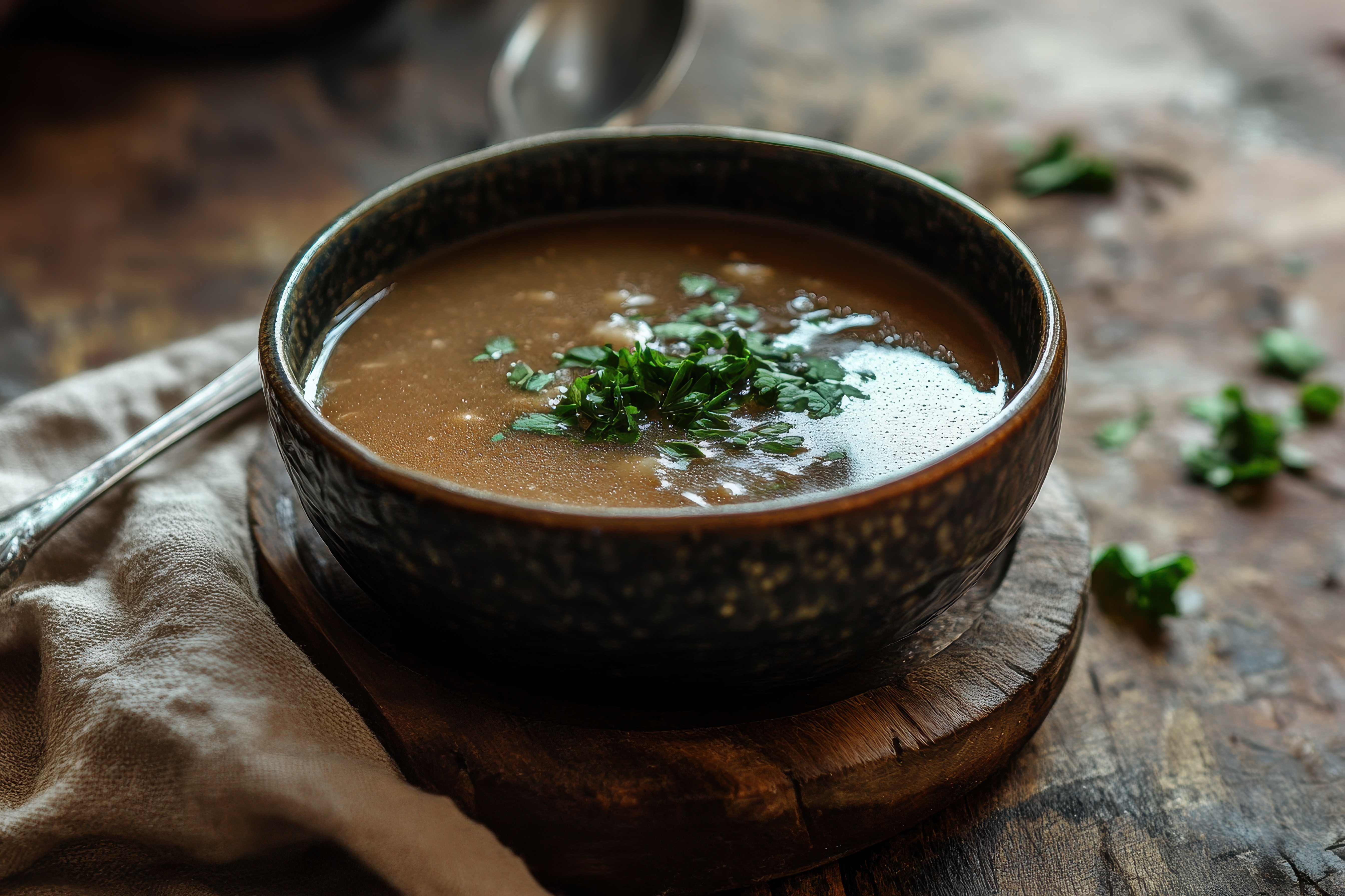 Doenjang sou is a traditional Korean dish made from a fermented soybean paste.