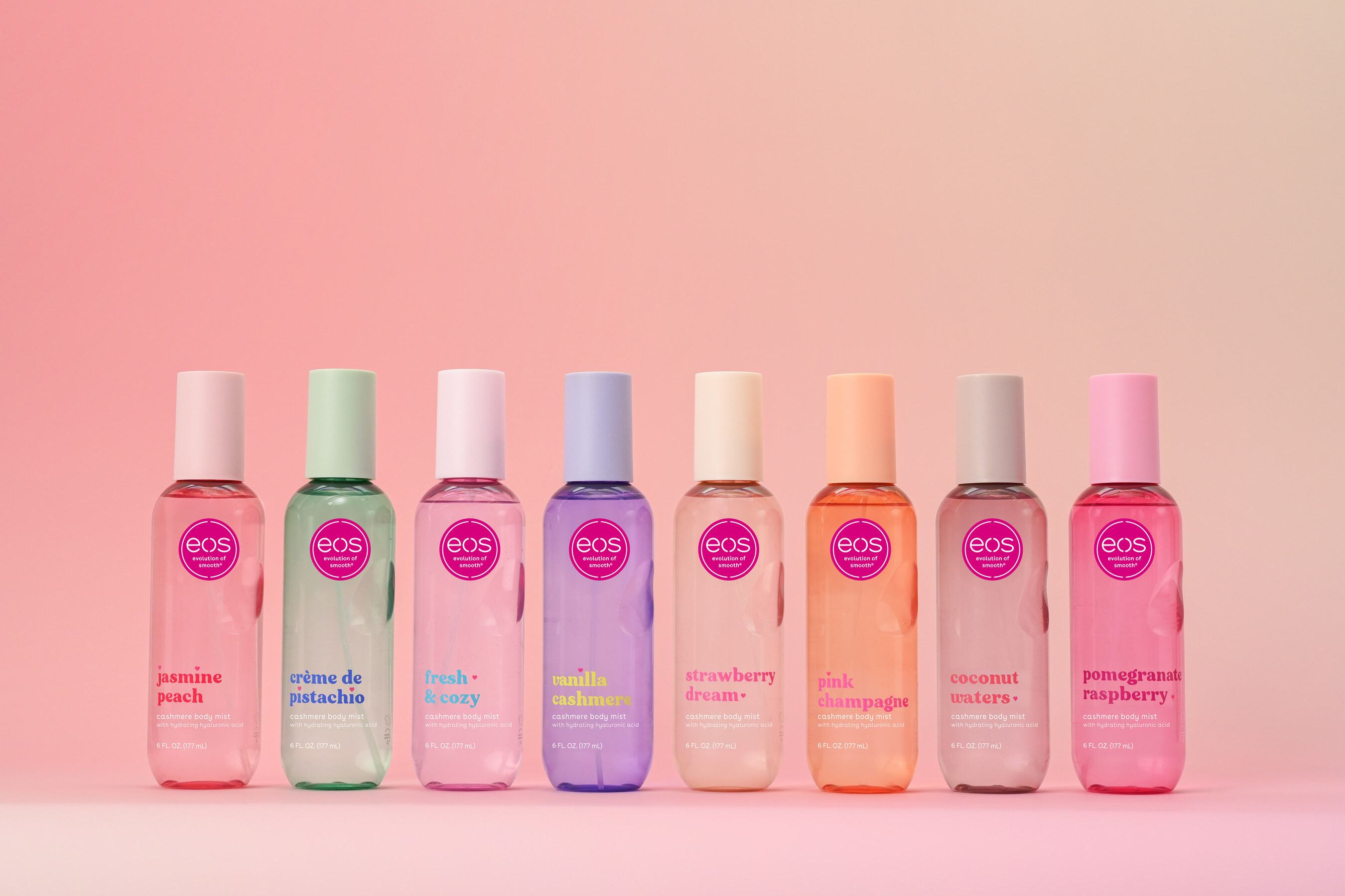 eos Cashmere Body Mists are available in eight scents.