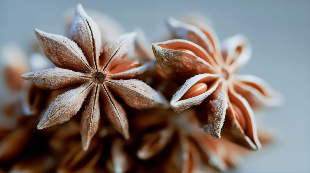 Star anise contains a sweet-spicy profile with notes of licorice, clove and cinnamon.