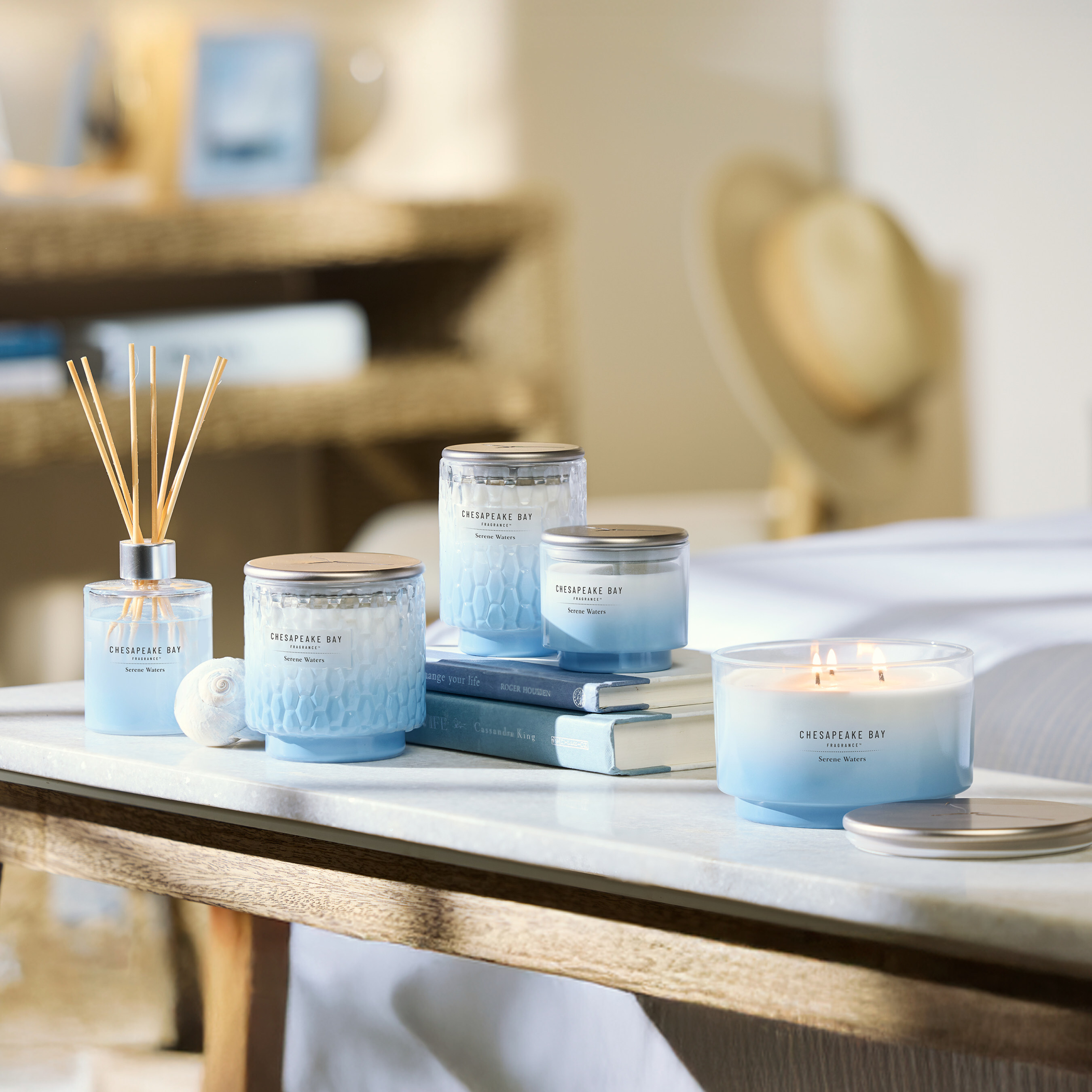 The expanded portfolio includes six mood-evoking scents inspired by coastal fragrance notes.