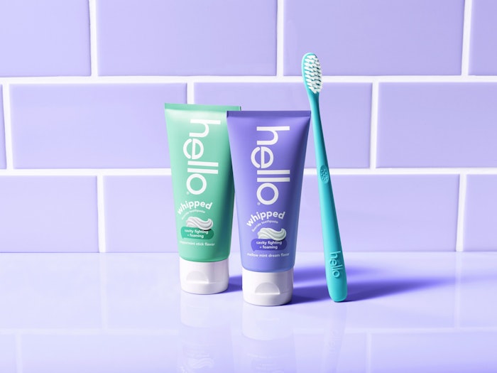 hello whipped fluoride toothpaste is available in two flavors: mellow mint dream and peppermint stick