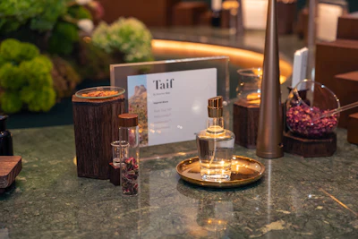 To mark the opening, dsm-firmenich released a collection of seven fragrances inspired by Saudi Arabia’s landscapes and cities: AlUla, Riyadh, Red Sea, Taif, Fayfa, Al Qassim, and Hail.
