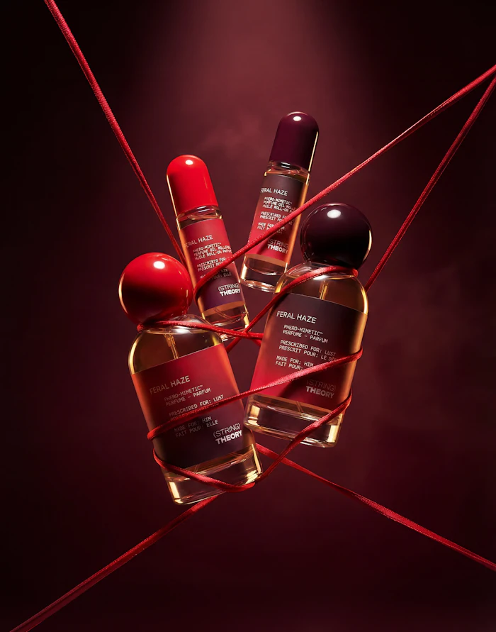 The initial String Theory lineup includes two core fragrances&mdash;Feral Haze for Him and Feral Haze for Her&mdash;each offered as an eau de parfum and a perfume oil rollerball.
