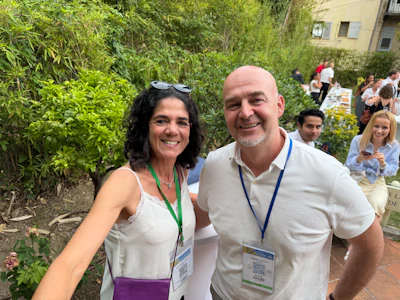 From left: Veronique Agnel of SAS Distillerie Agnel and Andrey Mitov of Admes Ltd. (and outgoing EFEO president).