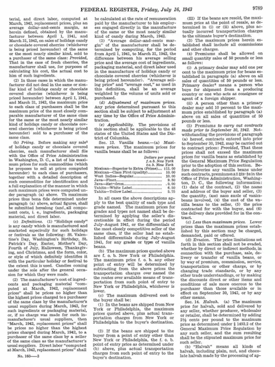 Federal Register page from July 16, 1943 containing regulations on maximum prices for vanilla beans, halva, and other commodities
